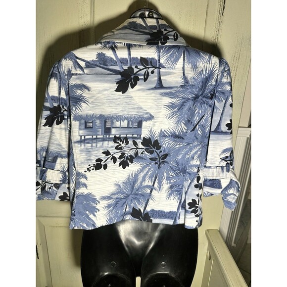 Vintage Andre Oliver Women’s Blue Palm Trees Jacket With Shoulder Pads Sz 6 - Picture 6 of 13